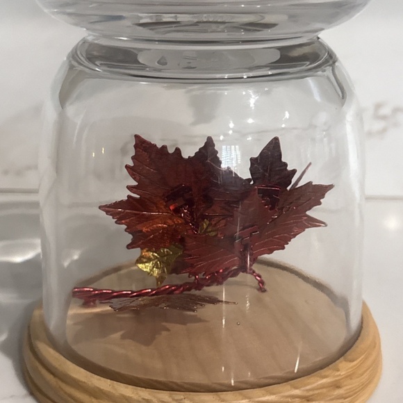 Bath & Body Works Glass Cloche Fall Leaves 3 Wick Candle Holder - Picture 4 of 5